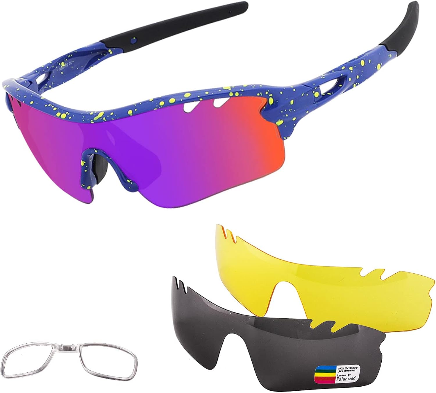 Polarized Sports Sunglasses Cycling Sun Glasses for Men Women with 5 Interchangeable Lenes for Running Baseball Golf Driving - Image 10
