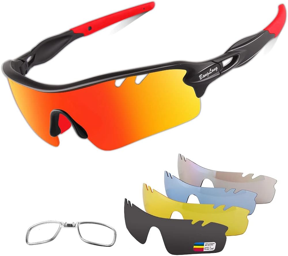 Polarized Sports Sunglasses Cycling Sun Glasses for Men Women with 5 Interchangeable Lenes for Running Baseball Golf Driving - Image 14