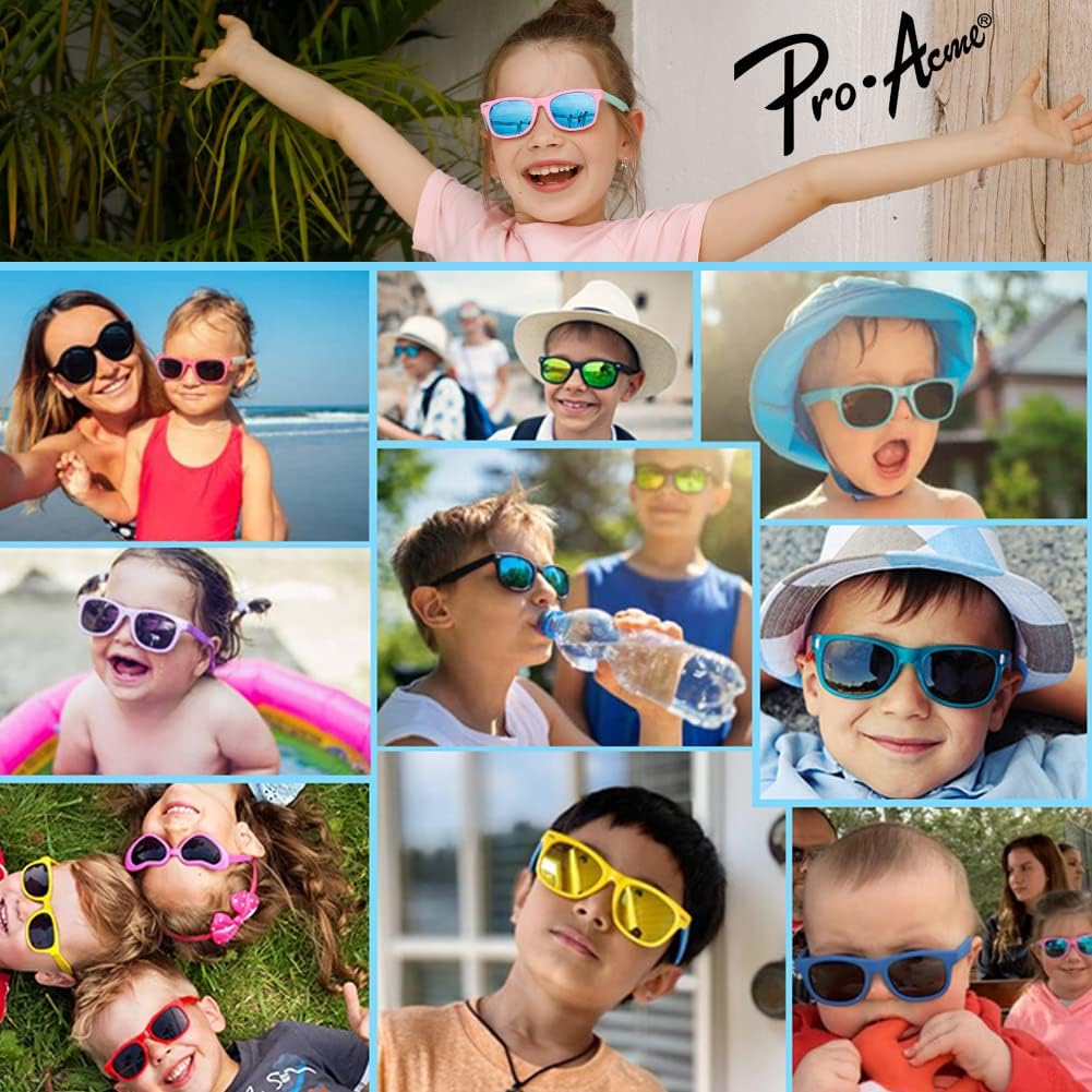 Pro Acme TPEE Rubber Flexible Kids Polarized Sunglasses for Baby and Children Age 3-10 (Pink Frame\/Blue Mirrored Lens) - Image 5