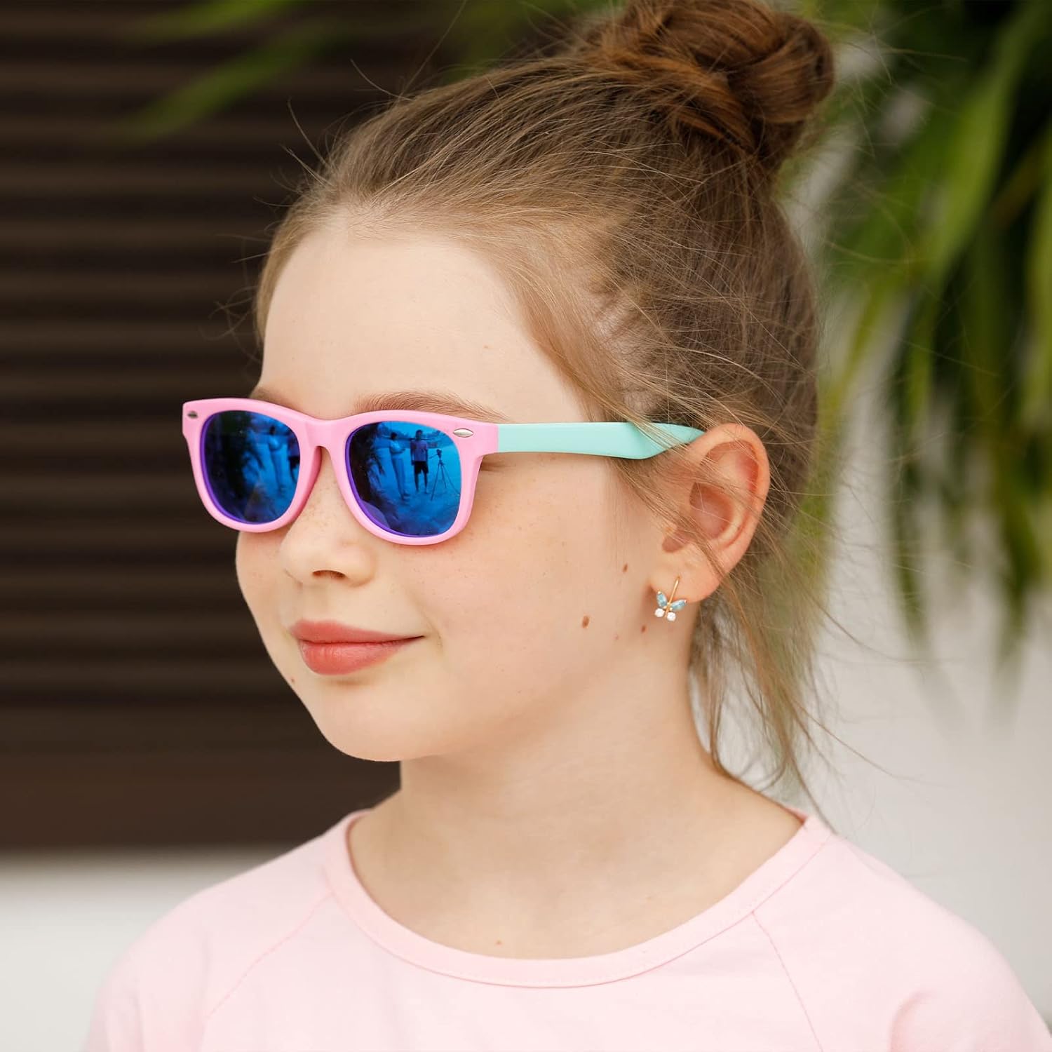Pro Acme TPEE Rubber Flexible Kids Polarized Sunglasses for Baby and Children Age 3-10 (Pink Frame\/Blue Mirrored Lens) - Image 2