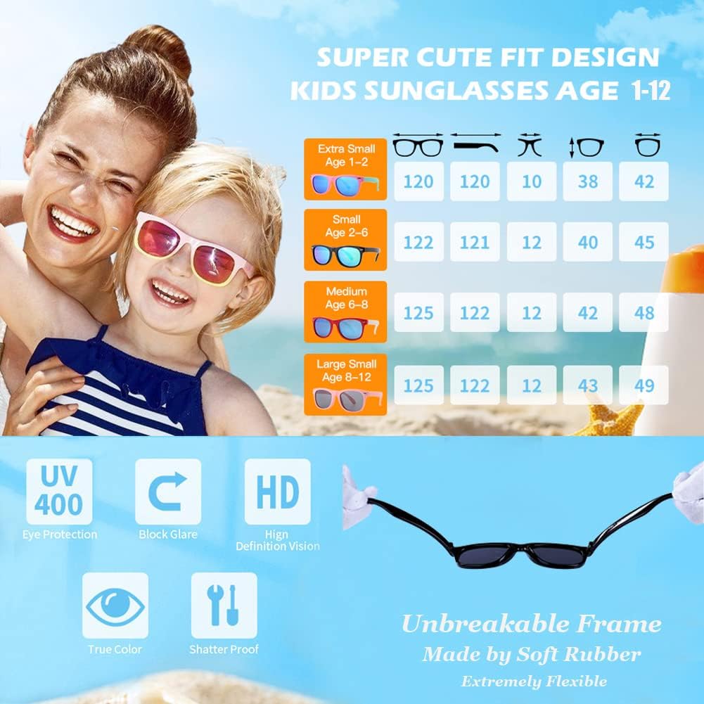 Pro Acme TPEE Rubber Flexible Kids Polarized Sunglasses for Baby and Children Age 3-10 (Pink Frame\/Blue Mirrored Lens) - Image 4