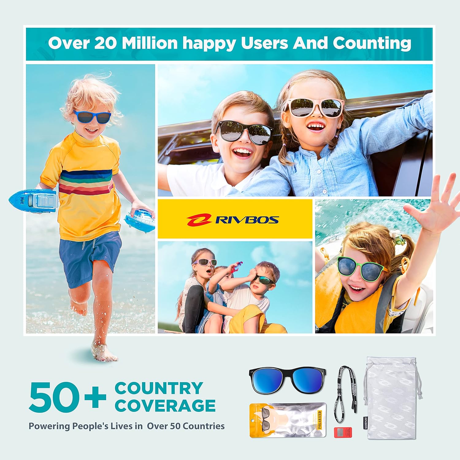 RIVBOS Kids Sunglasses Polarized UV Protection Flexible Rubber Glasses Shades with Strap for Boys Girls RBK004 - Image 6