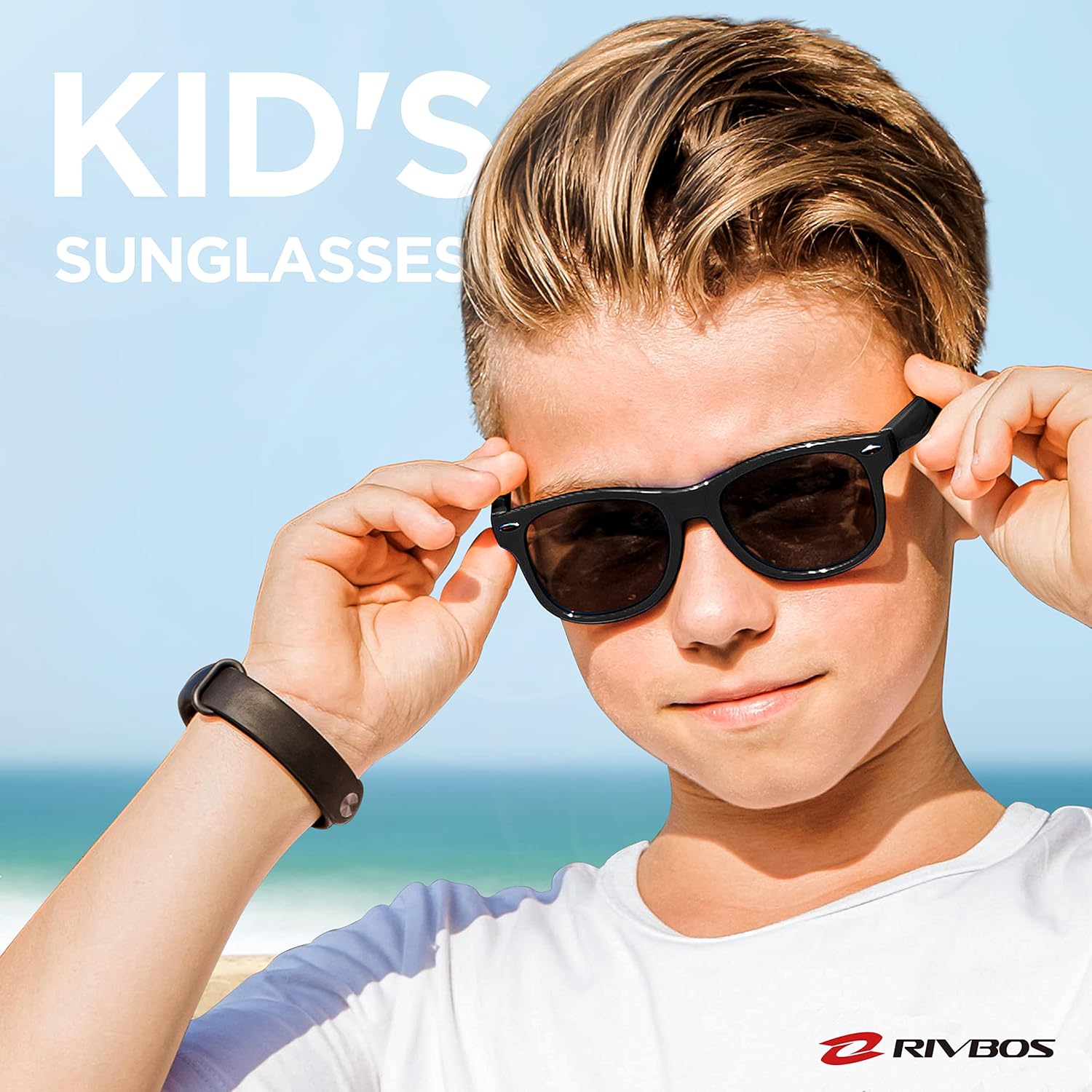 RIVBOS Kids Sunglasses Polarized UV Protection Flexible Rubber Glasses Shades with Strap for Boys Girls RBK004 - Image 2