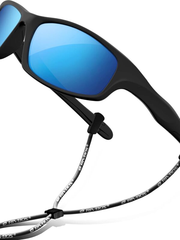 RIVBOS Kids Sunglasses with Strap Polarized UV Protection Flexible Rubber Shades for Boys Girls RBK003