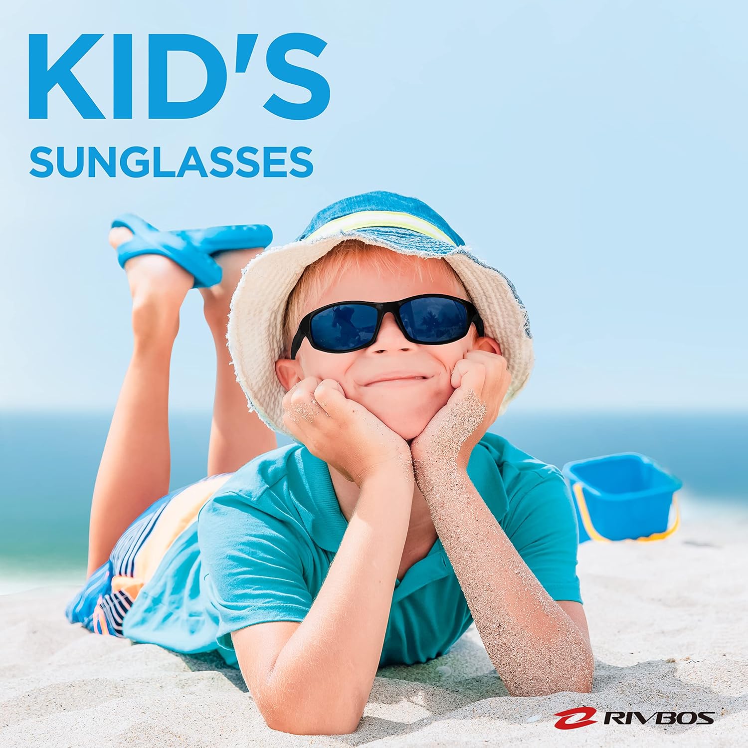 RIVBOS Kids Sunglasses with Strap Polarized UV Protection Flexible Rubber Shades for Boys Girls RBK003 - Image 2
