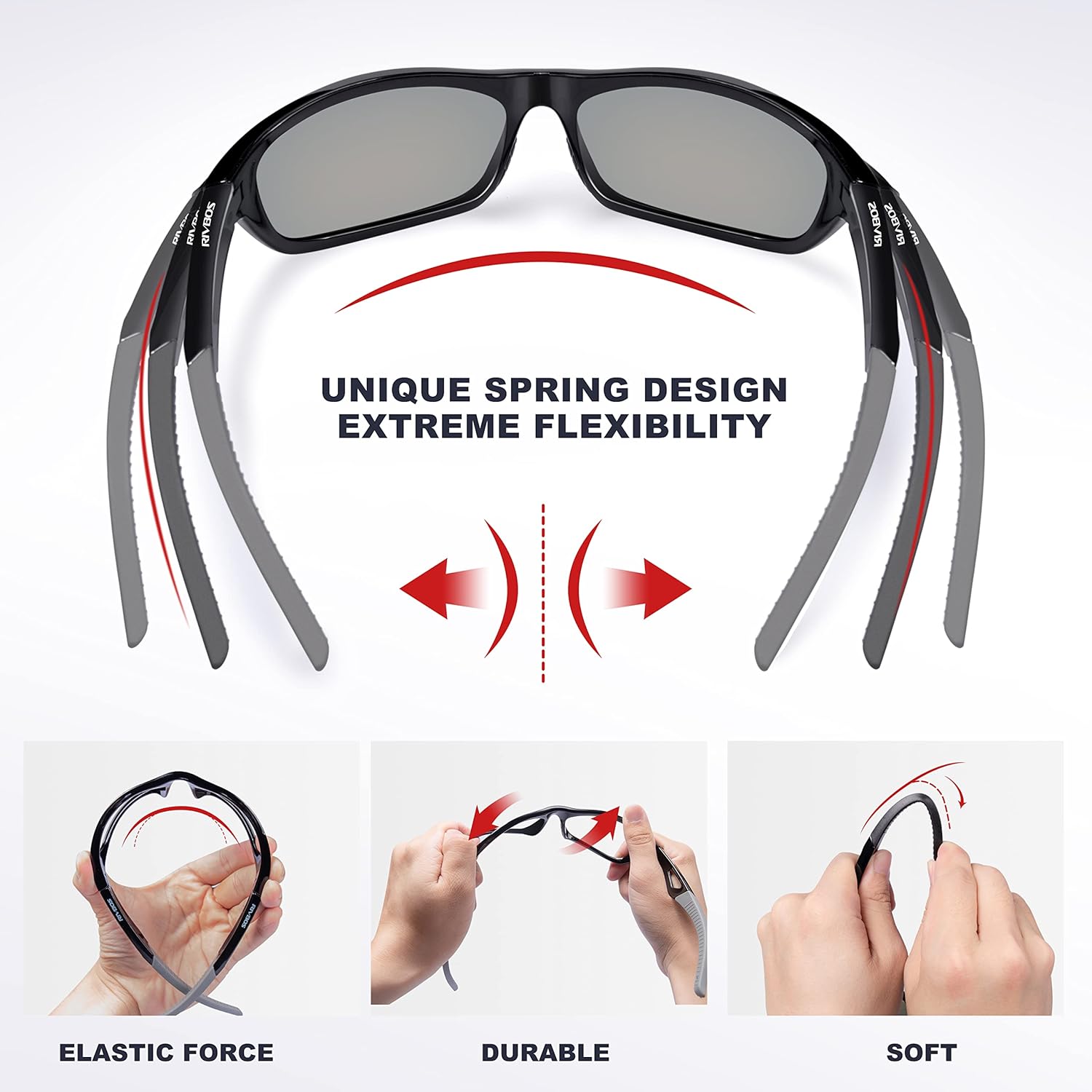 RIVBOS Polarized Sports Sunglasses Driving shades For Men TR90 Unbreakable Frame RB831 - Image 2