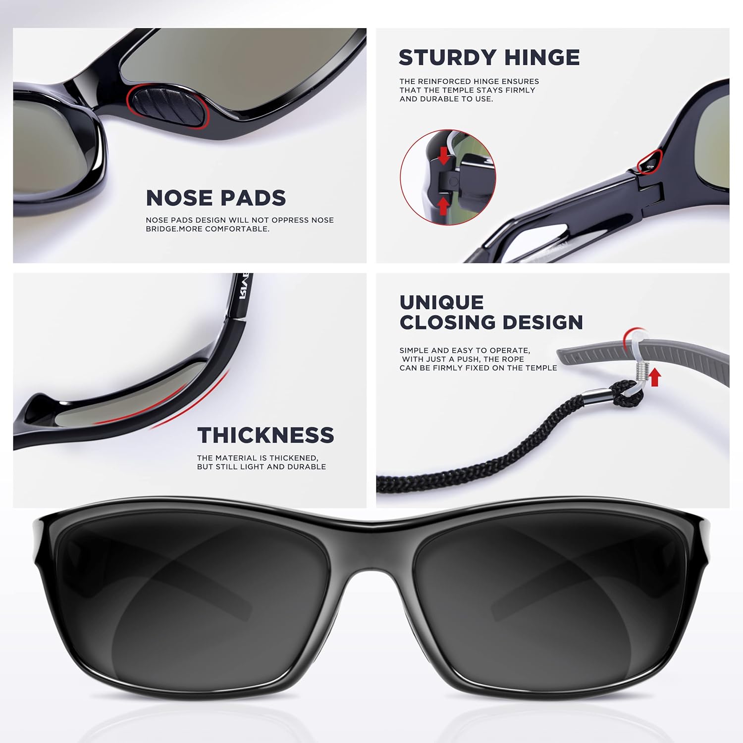 RIVBOS Polarized Sports Sunglasses Driving shades For Men TR90 Unbreakable Frame RB831 - Image 3
