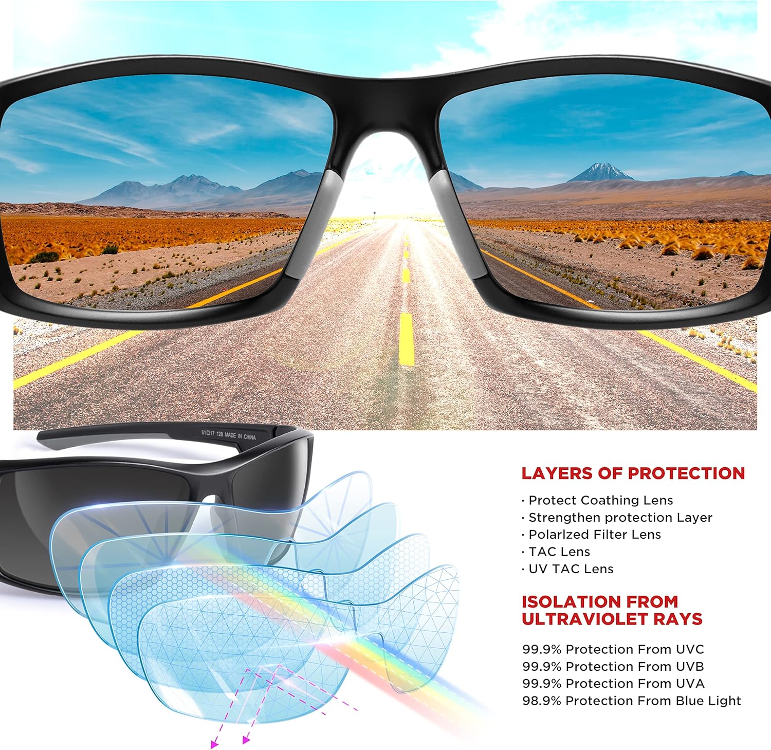 RIVBOS Polarized Sports Sunglasses Driving shades For Men TR90 Unbreakable Frame RBS861 - Image 4