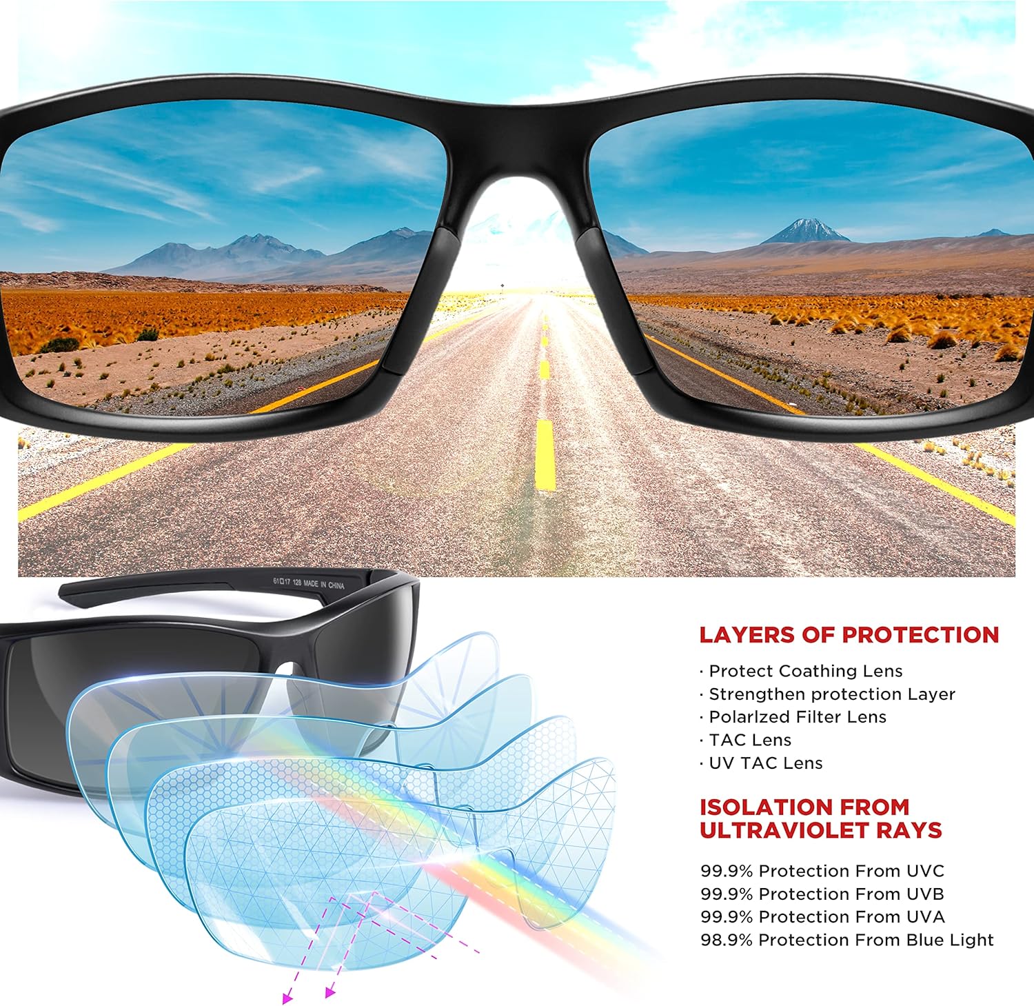 RIVBOS Polarized Sports Sunglasses Driving shades For Men TR90 Unbreakable Frame RBS861 - Image 4