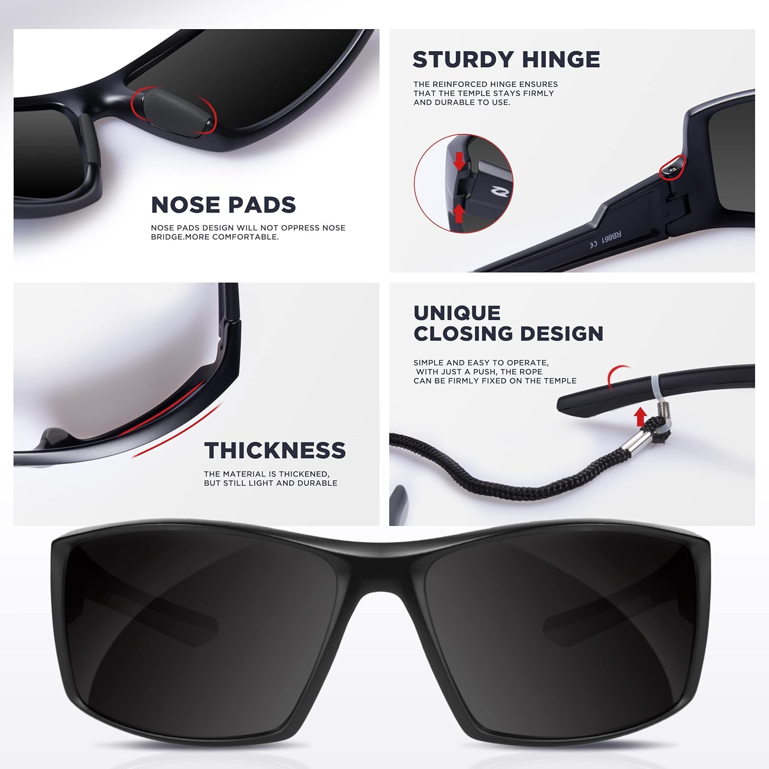 RIVBOS Polarized Sports Sunglasses Driving shades For Men TR90 Unbreakable Frame RBS861 - Image 3