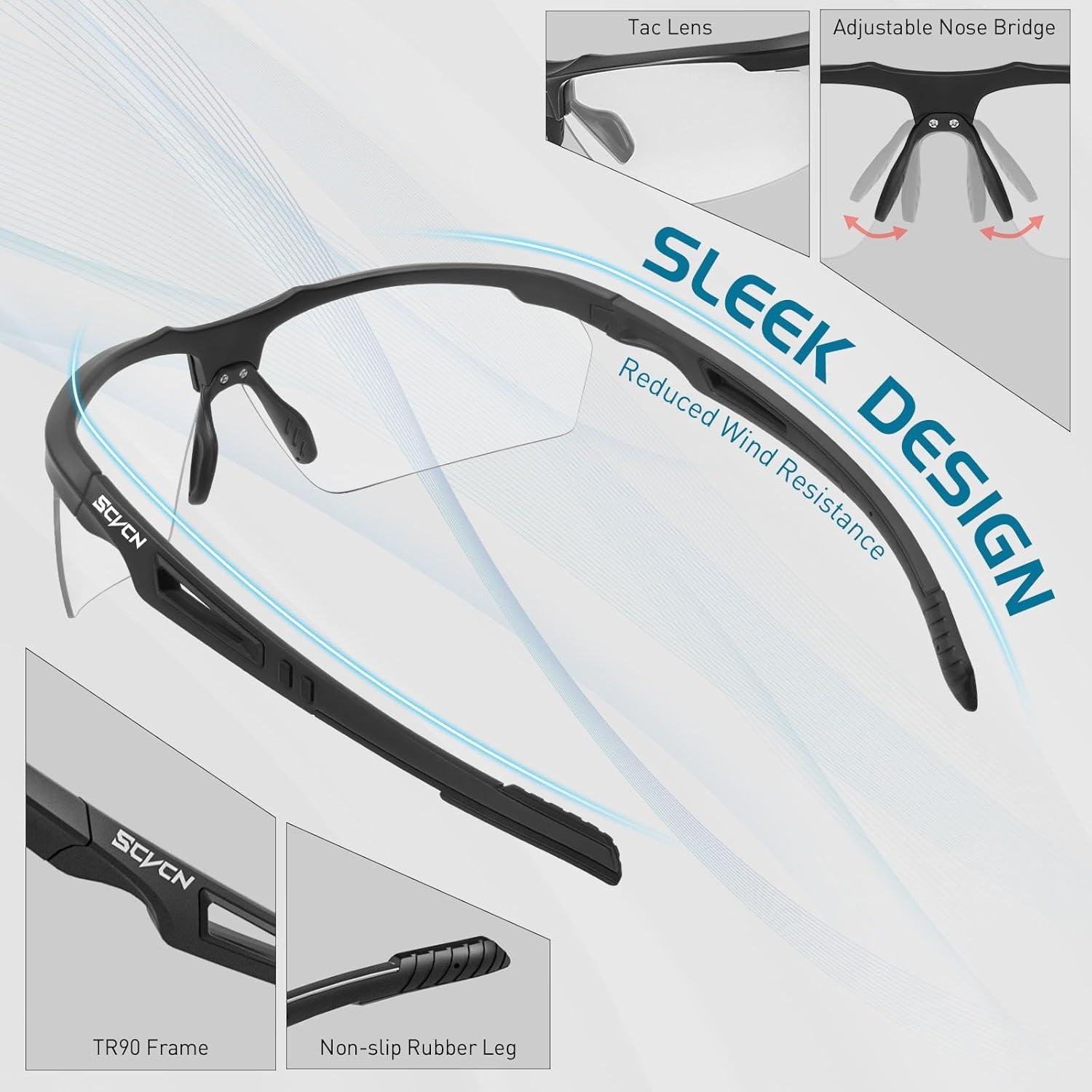 SCVCN Photochromic Sunglasses for Men Women UV 400 Protection Sports Fishing - Image 3