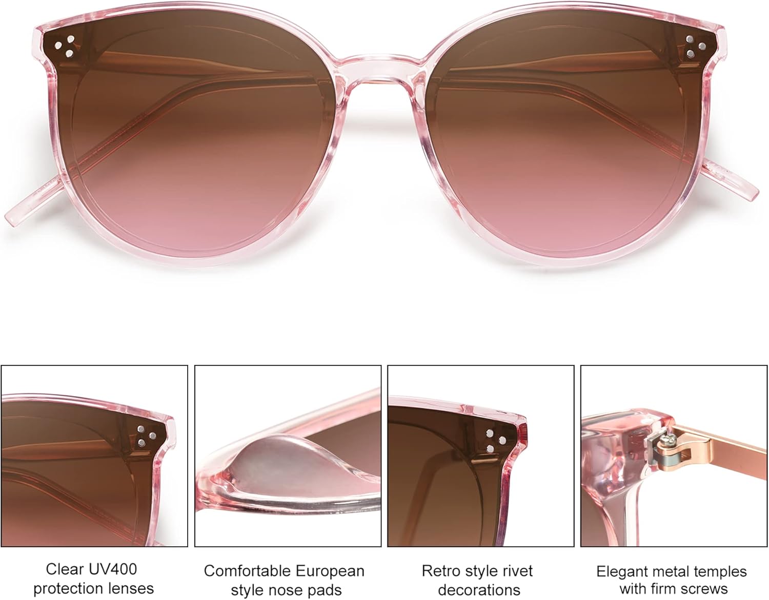 SOJOS Classic Oversized Round Trendy Sunglasses for Women and Men - Image 4
