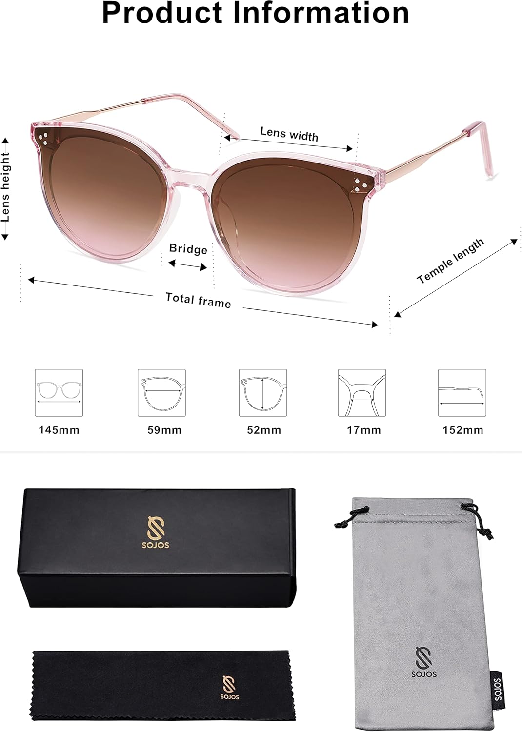 SOJOS Classic Oversized Round Trendy Sunglasses for Women and Men - Image 5