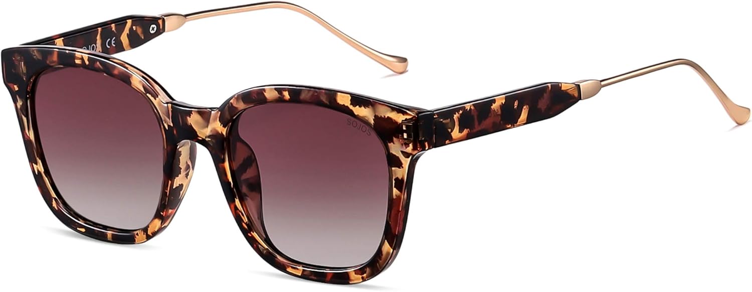 SOJOS Classic Square Polarized Sunglasses for Women Men Retro Trendy UV400 Sunnies SJ2050