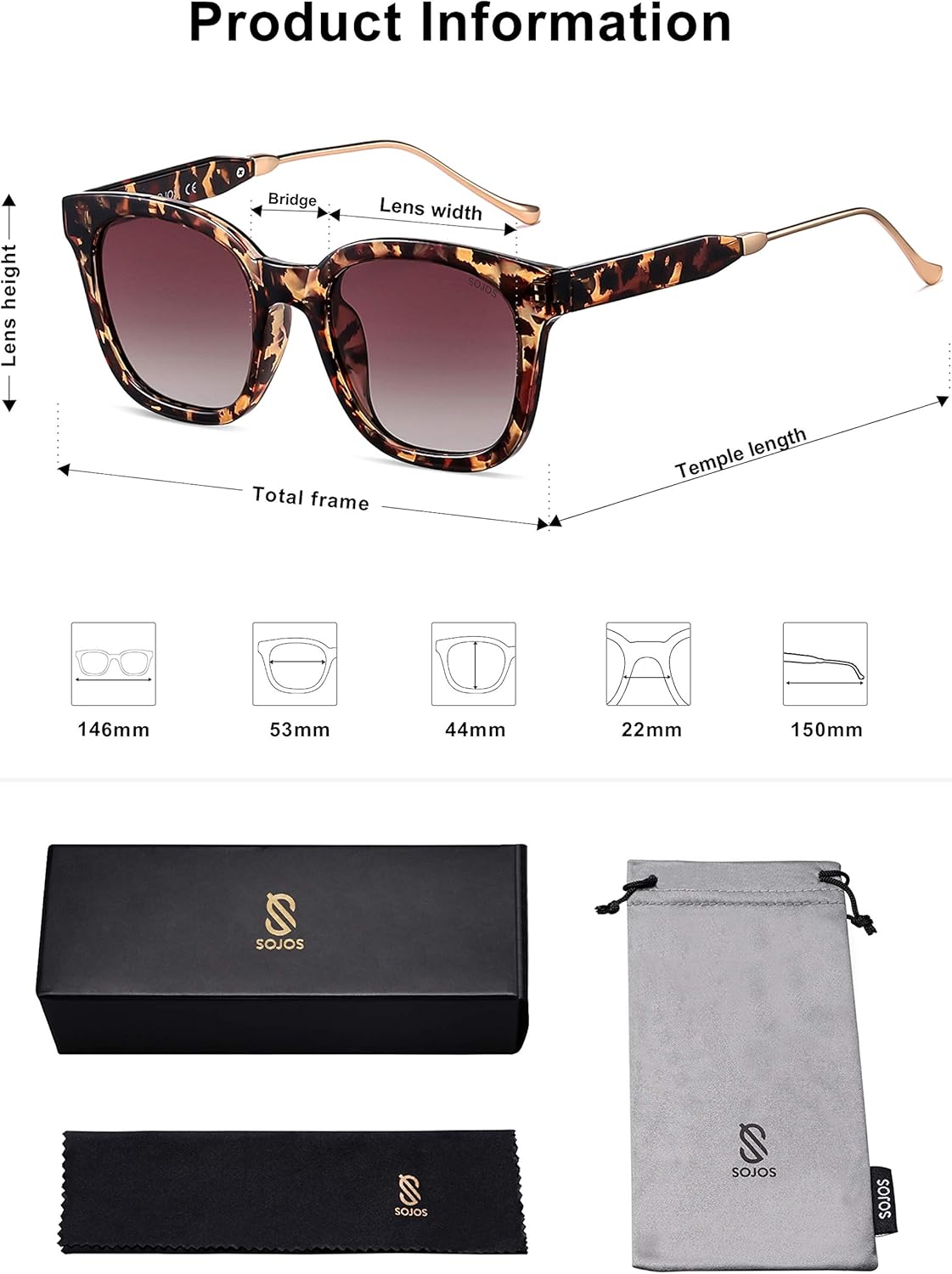 SOJOS Classic Square Polarized Sunglasses for Women Men Retro Trendy UV400 Sunnies SJ2050 - Image 5