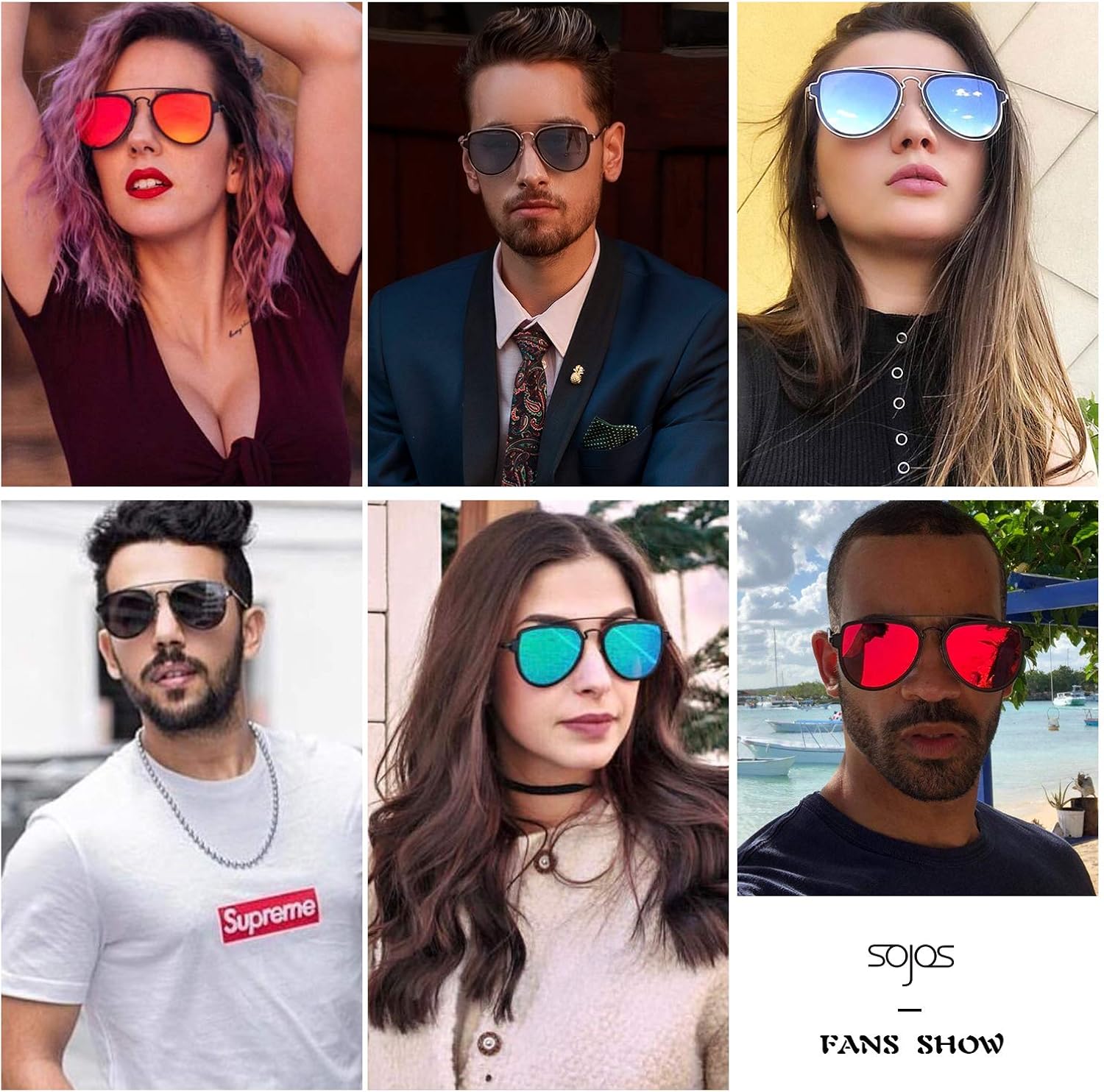 SOJOS Retro Polarized Double Bridge Sunglasses for Men Women Mirrored Lens SJ1051 - Image 5
