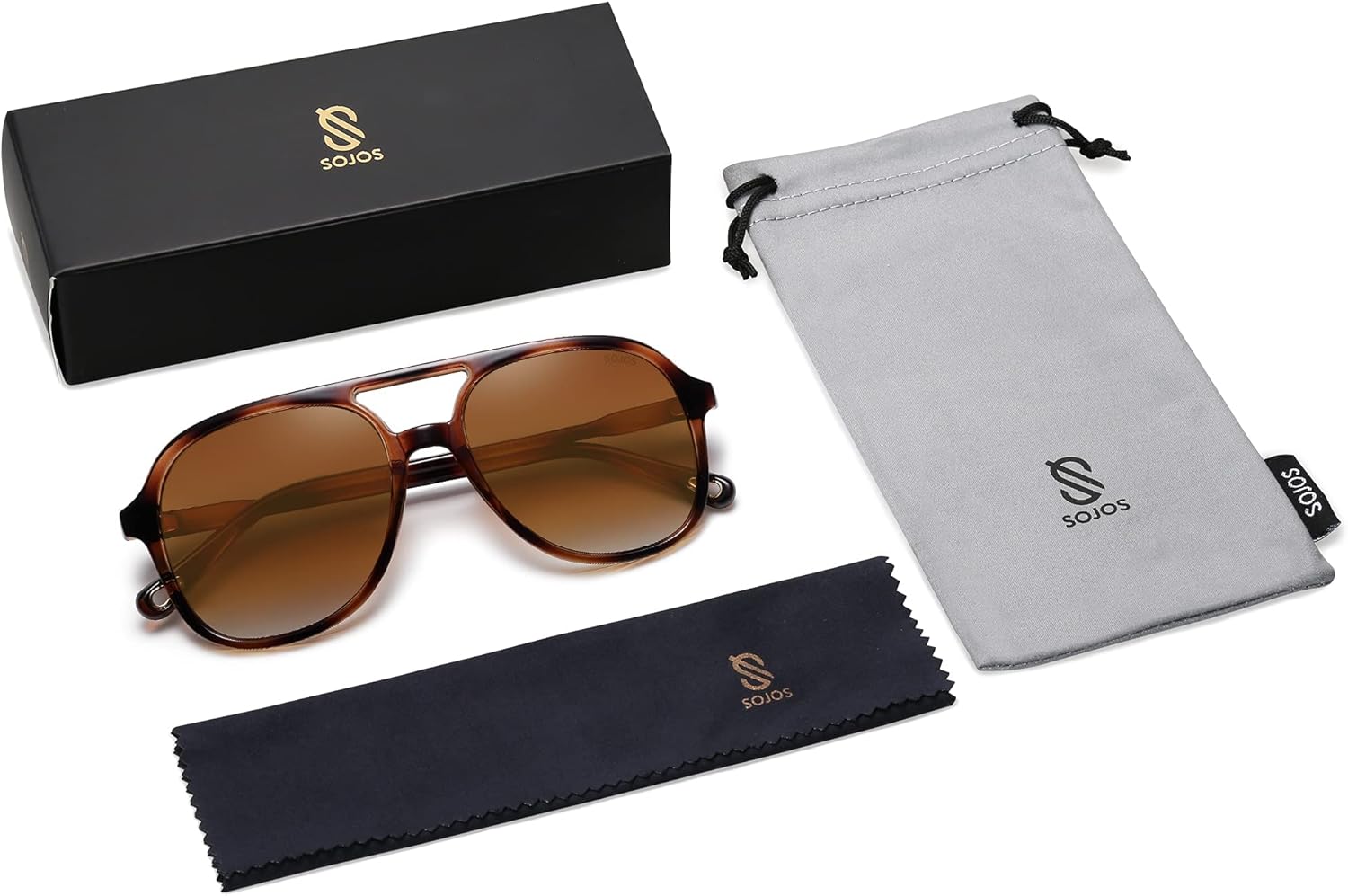 SOJOS Retro Square Polarized Aviator Trendy Sunglasses for Women and Men - Image 5