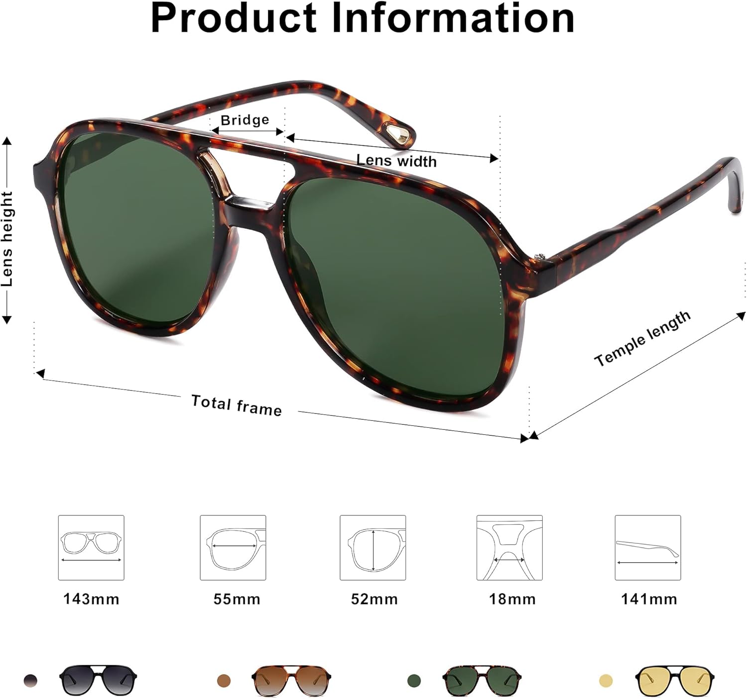 SOJOS Retro Square Polarized Aviator Trendy Sunglasses for Women and Men - Image 4