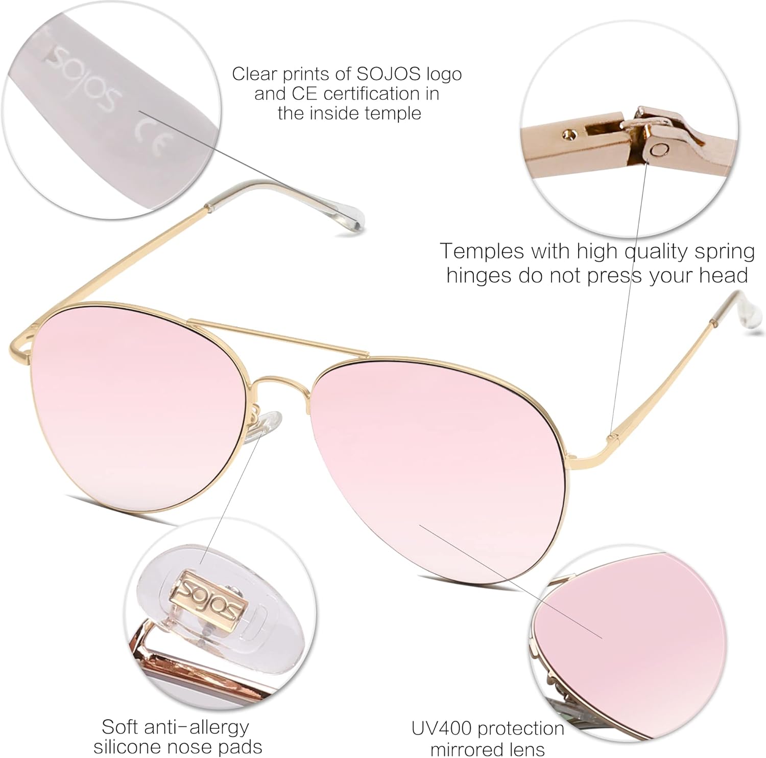 SOJOS Trendy Aviator Sunglasses for Women and Men - Image 6