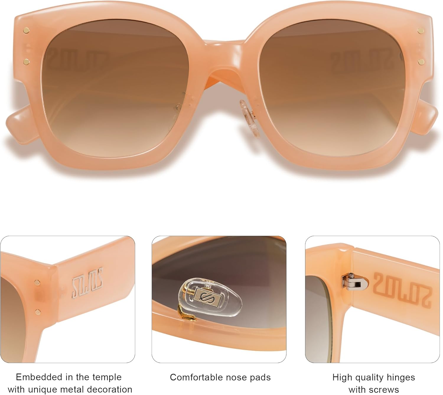 SOJOS Vintage Sunglasses Womens Trendy 2023 Nude Big Sun Glasses Oversized UV400 Protection SJ2257 - Image 3