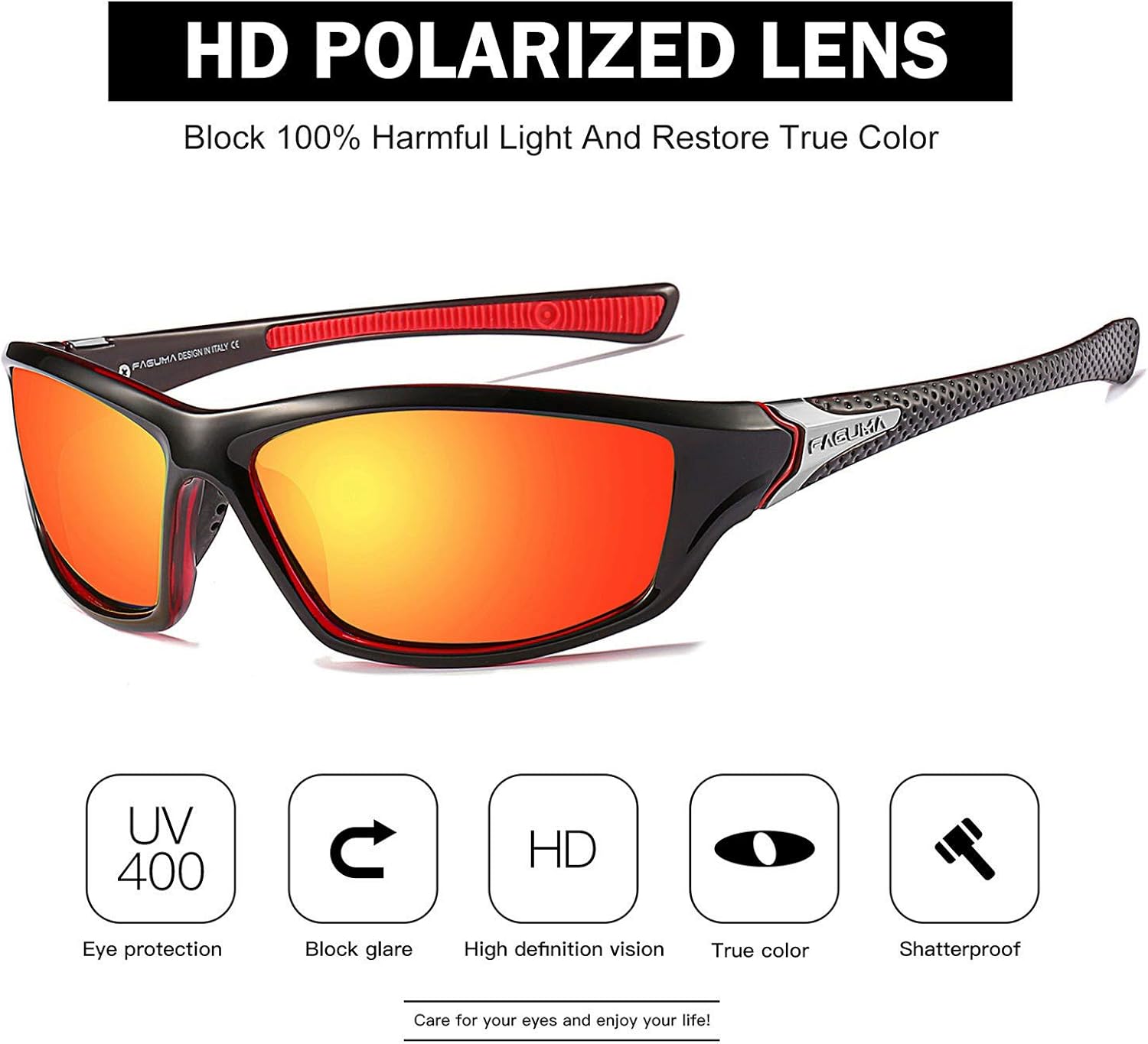Sports Polarized Sunglasses For Men Cycling Driving Fishing 100% UV Protection - Image 2