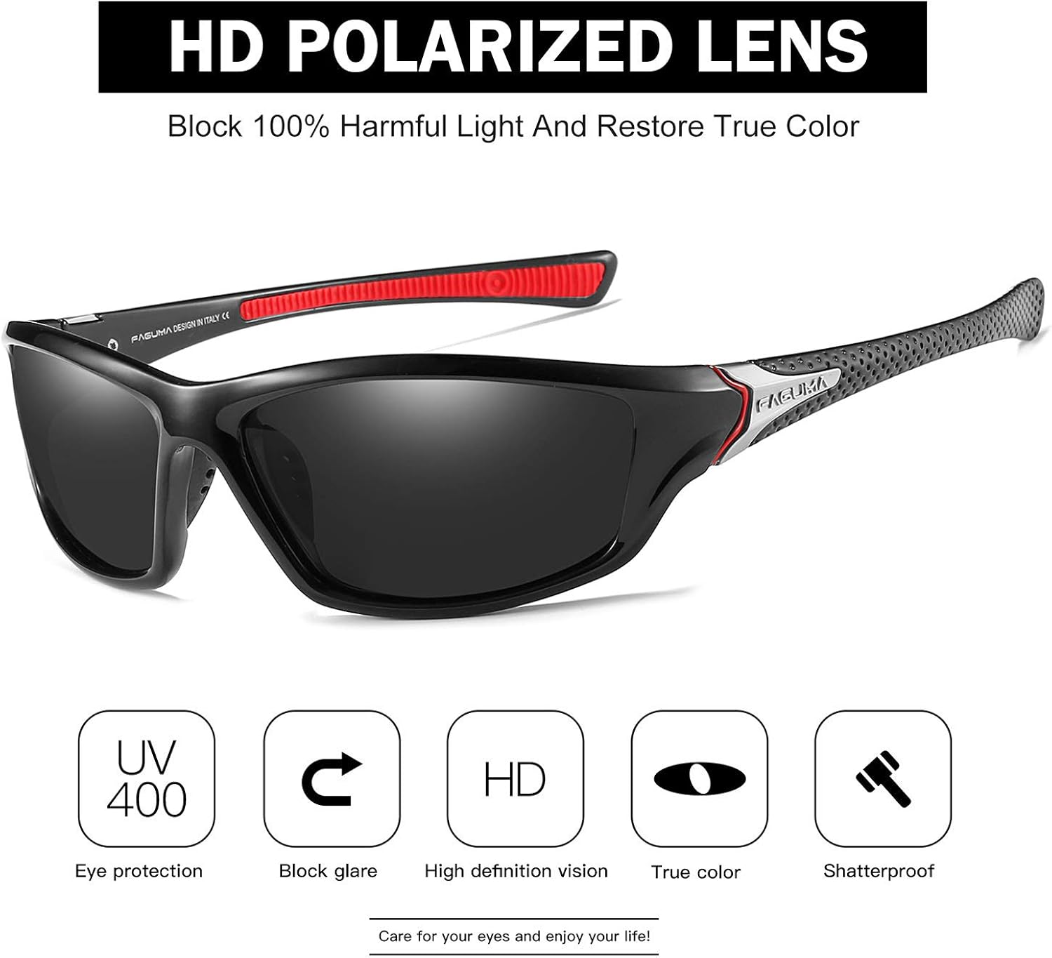 Sports Polarized Sunglasses For Men Cycling Driving Fishing 100% UV Protection - Image 2