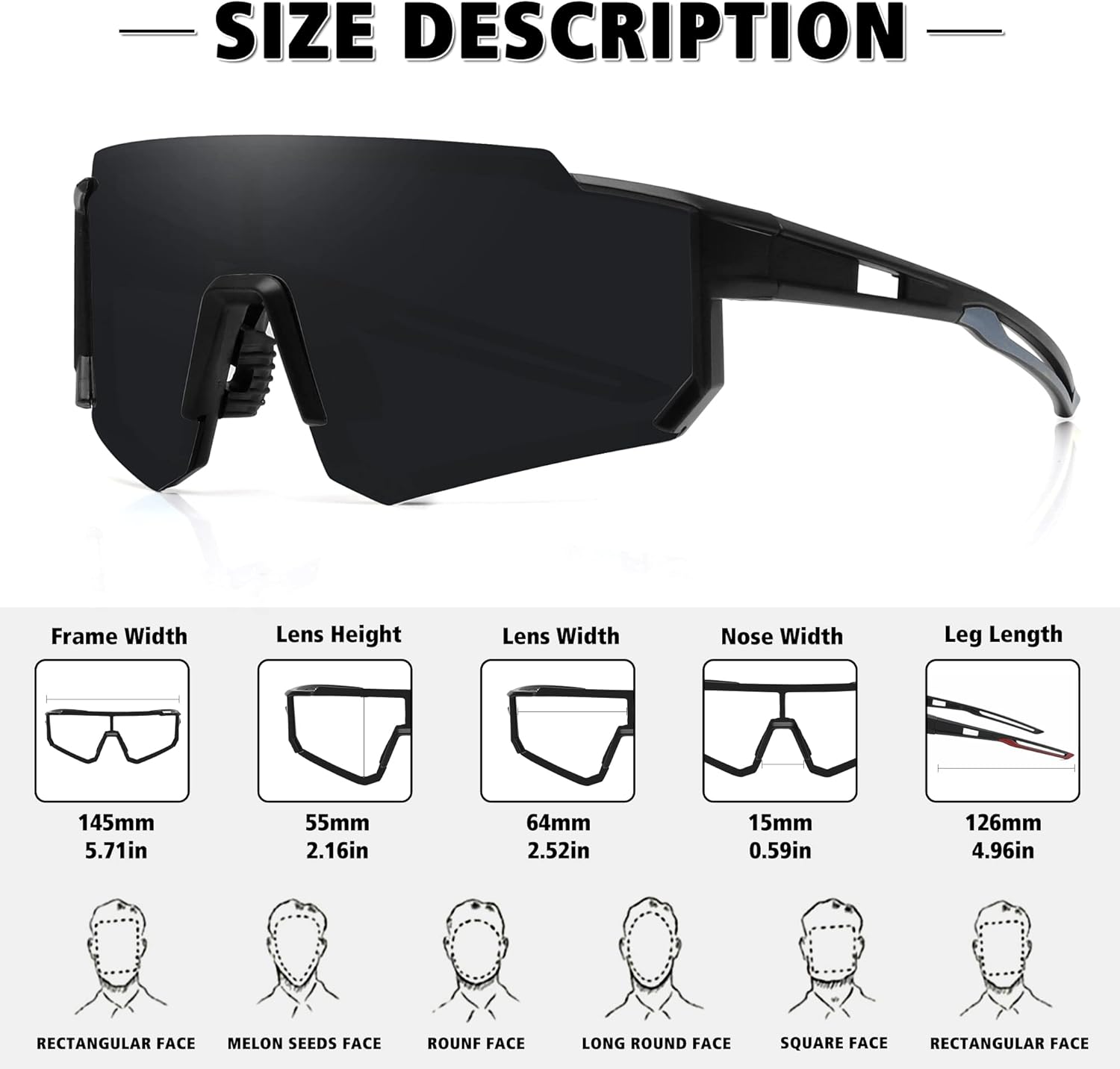 STORYCOAST Polarized Sports Sunglasses for Men Women,Driving Fishing Cycling Mountain Bike Sunglasses UV400 Protection - Image 3