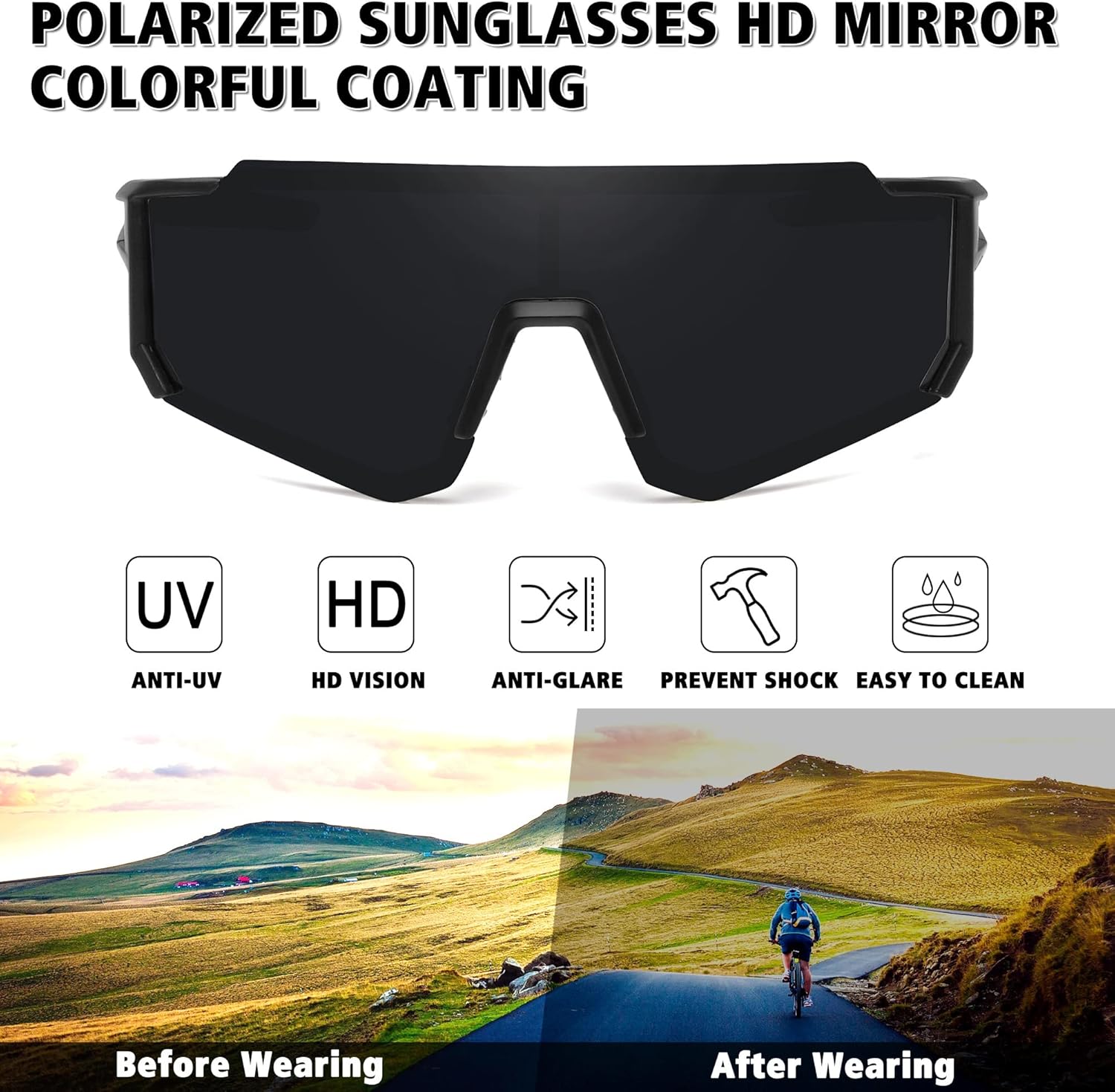 STORYCOAST Polarized Sports Sunglasses for Men Women,Driving Fishing Cycling Mountain Bike Sunglasses UV400 Protection - Image 2