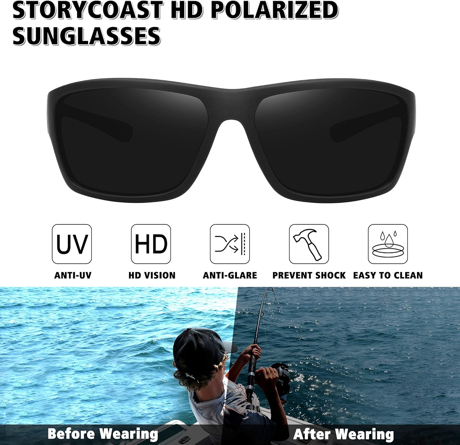 STORYCOAST Polarized Sports Sunglasses for Men Women Unbreakable Frame Cycling Fishing Driving - Image 2