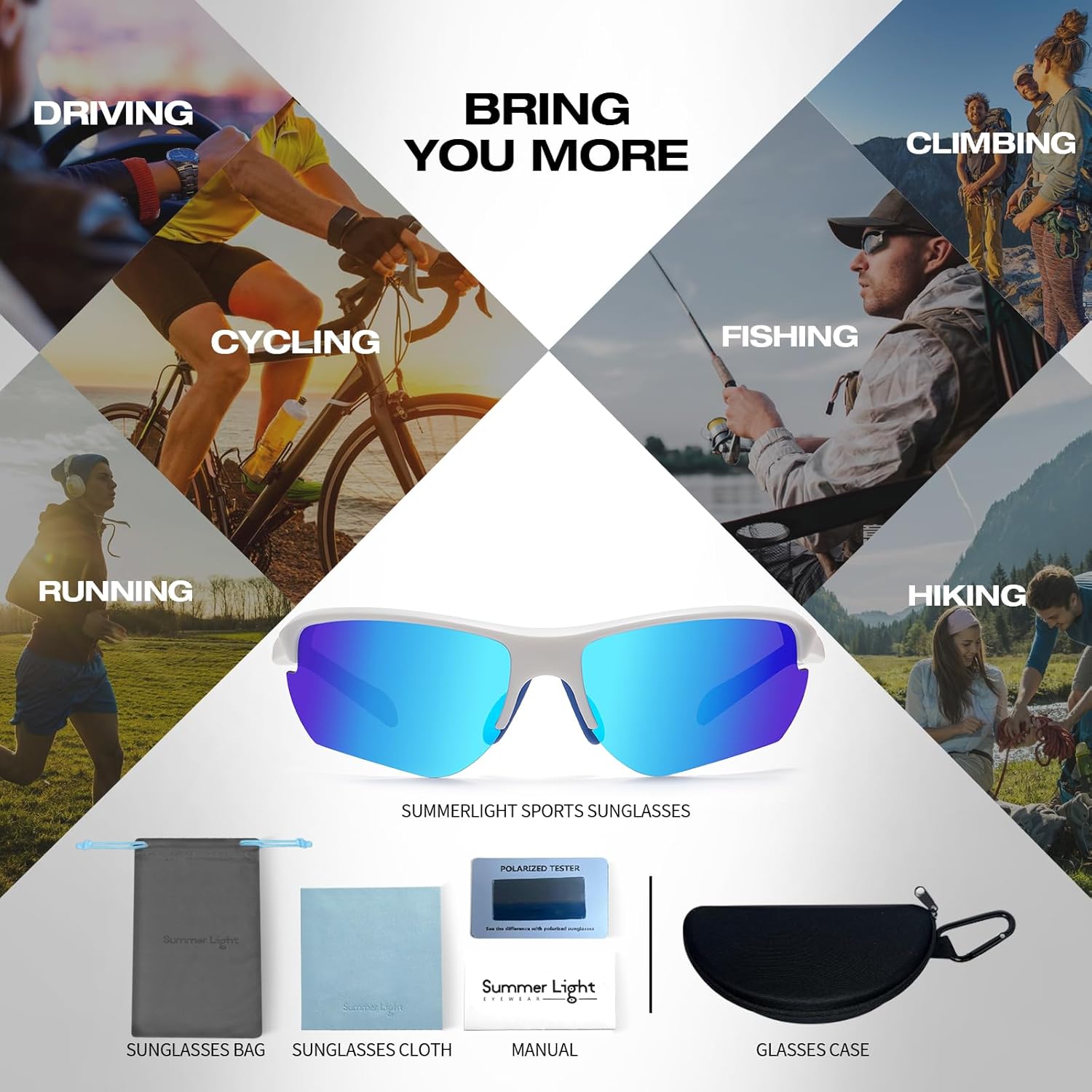 SummerLight Polarized Sports Sunglasses for Men Women, UV400 Protection Cycling Running Golf Fishing Glasses - Image 7