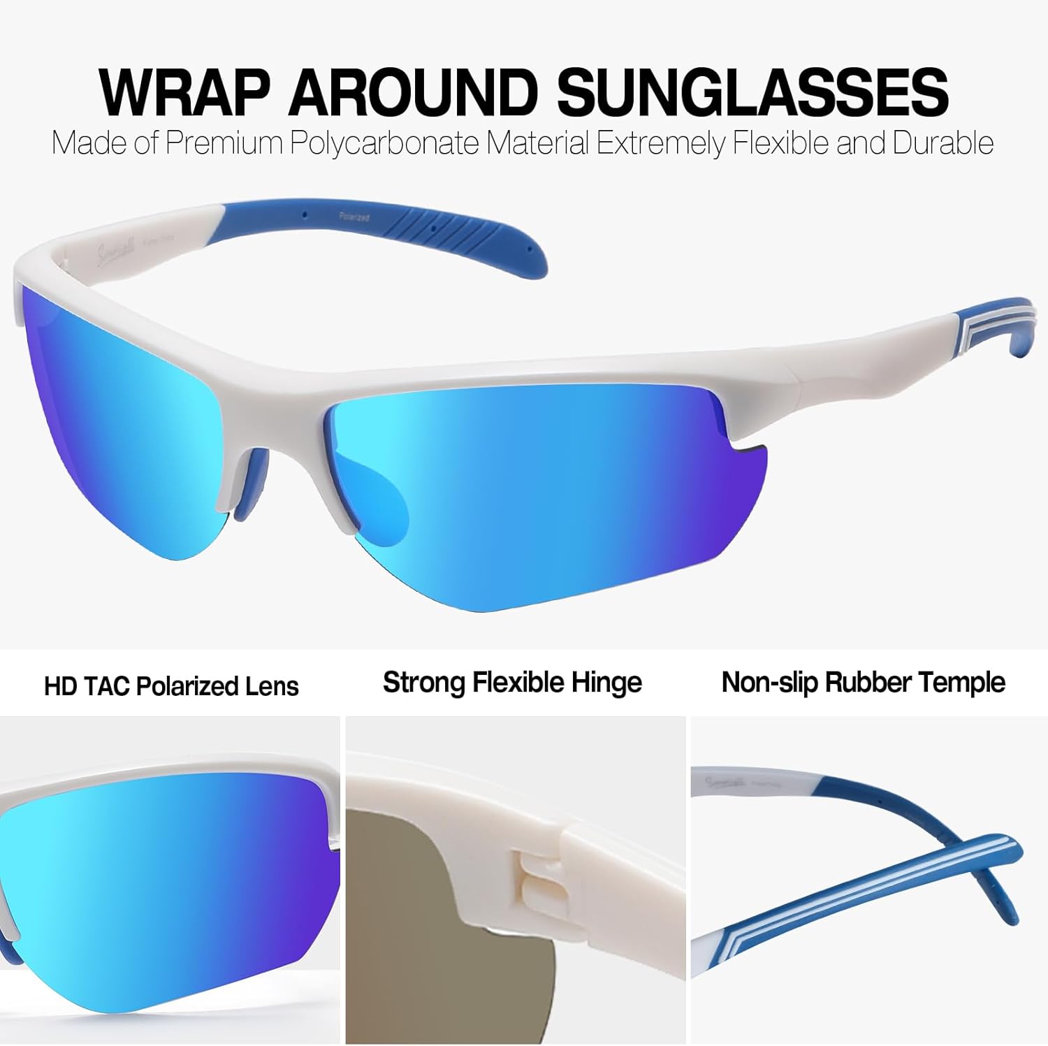 SummerLight Polarized Sports Sunglasses for Men Women, UV400 Protection Cycling Running Golf Fishing Glasses - Image 3