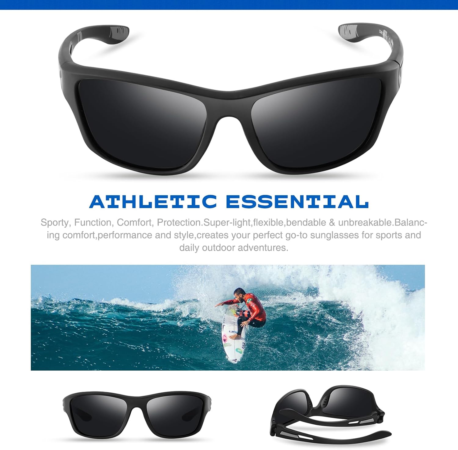 suoso Polarized Sports Sunglasses for Men: UV400 Protection Goggles Womens Wrap Around Glasses for Driving Fishing - Image 5