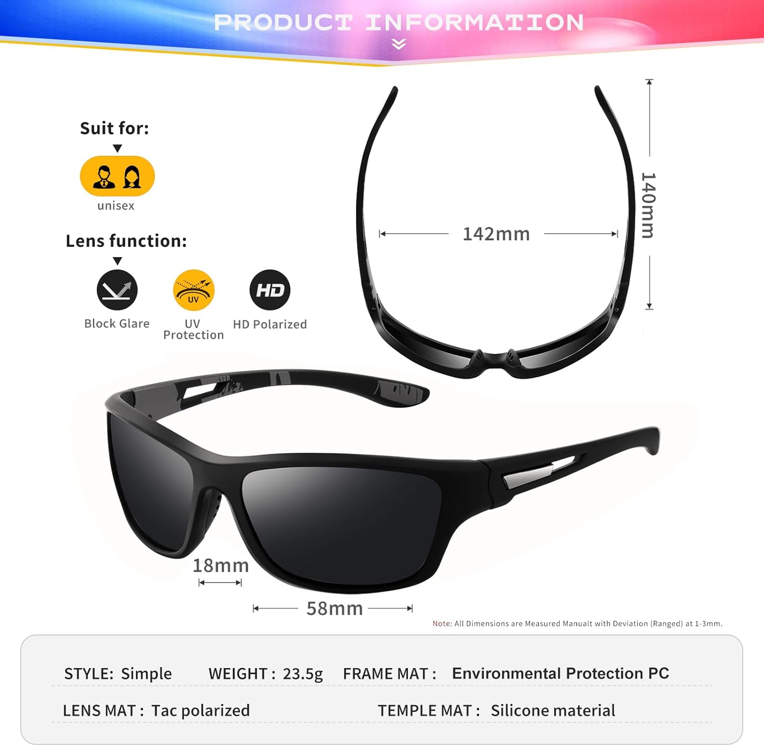 suoso Polarized Sports Sunglasses for Men: UV400 Protection Goggles Womens Wrap Around Glasses for Driving Fishing - Image 6